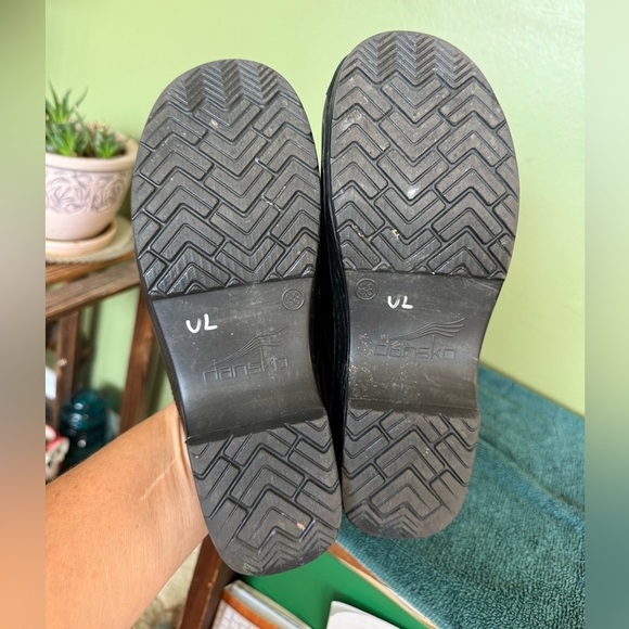 Dansko Black Leather Slide In Sonja Clogs Sz 38 (US 7.5-8) Nurses Medical Vet Tx - Picture 4 of 11